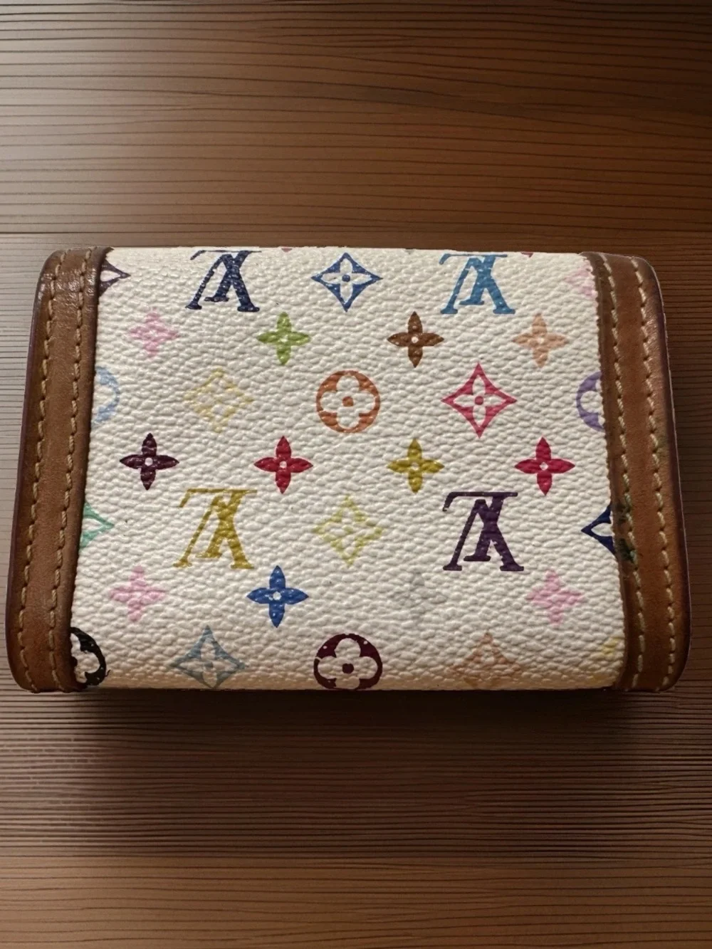 Authentic Louis Vuitton Takashi Murakami Monogram Porte Monnaie Plat Coin Wallet